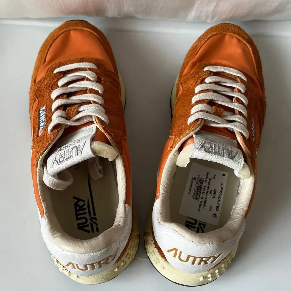 Autry NEW Reelwind Low Suede Leather Sneakers in Amberglow Orange M8/ W10